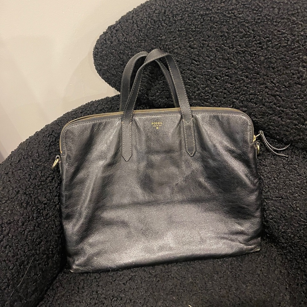 Fossil Black Leather Filing Bag